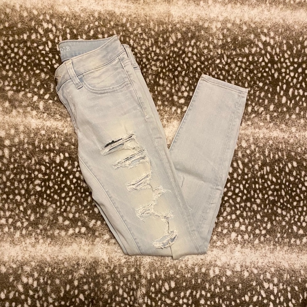 America Eagle Ripped Skinny Jeans Sz 4